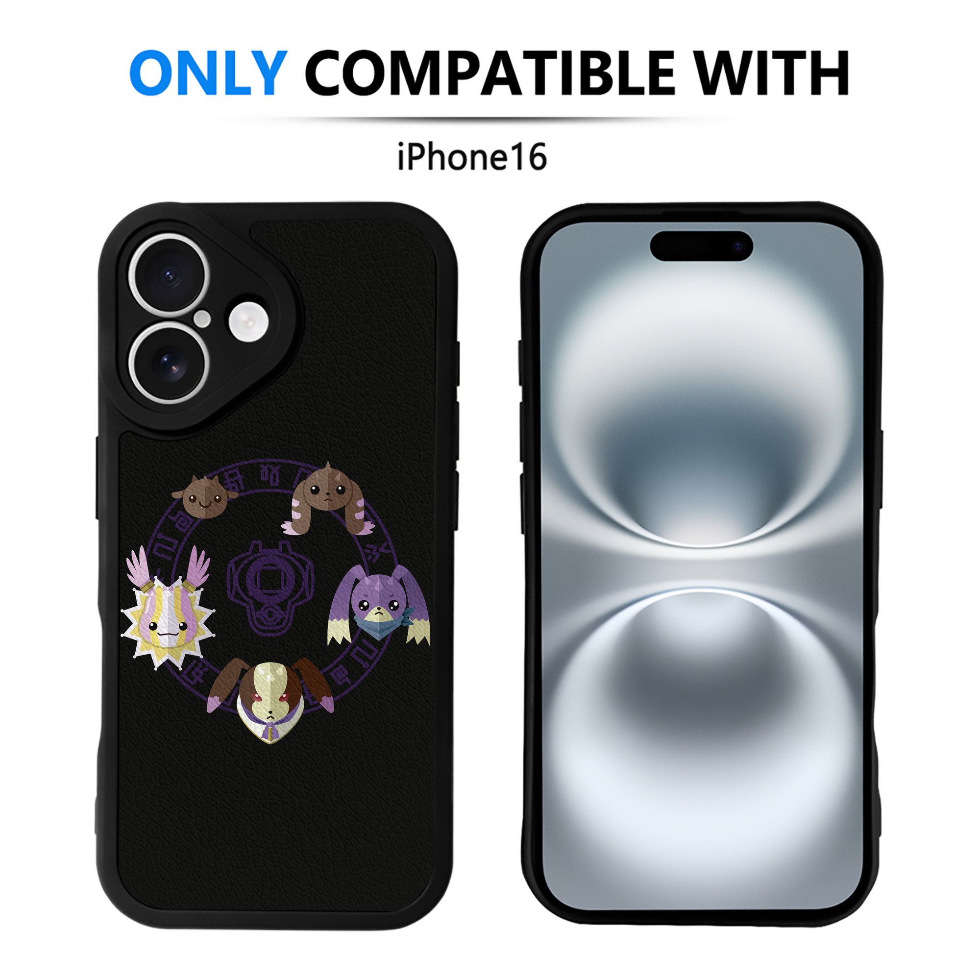 （画像用） Digimon デジタルモンスター/デジモン 【iPhone 16シリーズ対応】シリコンスマホケース（レザー調） 材質：シリコン